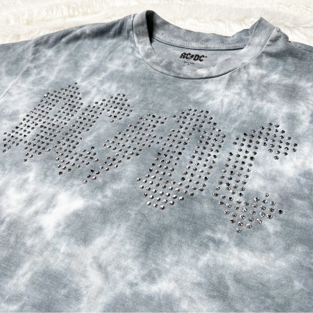 AC/DC Embellished Sparkly Tie Dye Graphic T-Shirt Unisex Sz S